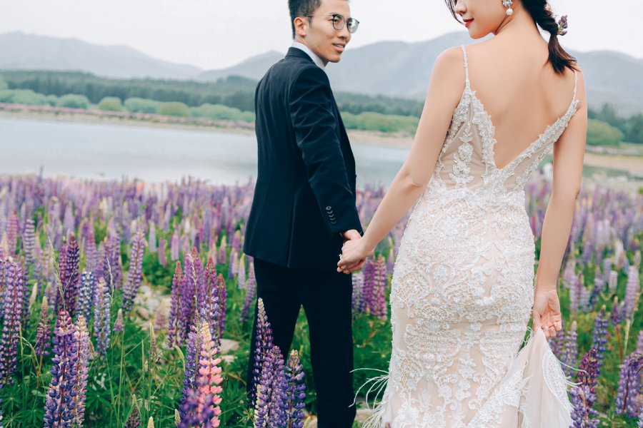 J&J: Pre-wedding at Christchurch Botanic Gardens, snowy mountain and purple lupins by Xing on OneThreeOneFour 7