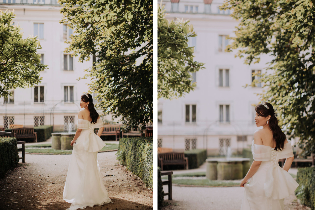 布拉格婚前拍攝地點包括舊城廣場、伏爾塔瓦河畔、伏亞諾維花園和華倫斯坦花園 by Nika on OneThreeOneFour 22