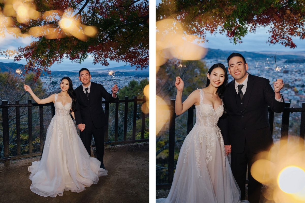 Tokyo Pre-Wedding Photoshoot with Former Yasuda Garden, Maple Corridor, and Chureito Pagoda by Dahe on OneThreeOneFour 20