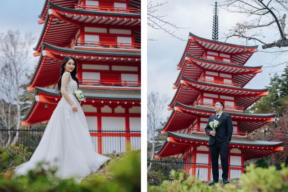 Tokyo Pre-Wedding Photoshoot with Former Yasuda Garden, Maple Corridor, and Chureito Pagoda by Dahe on OneThreeOneFour 16