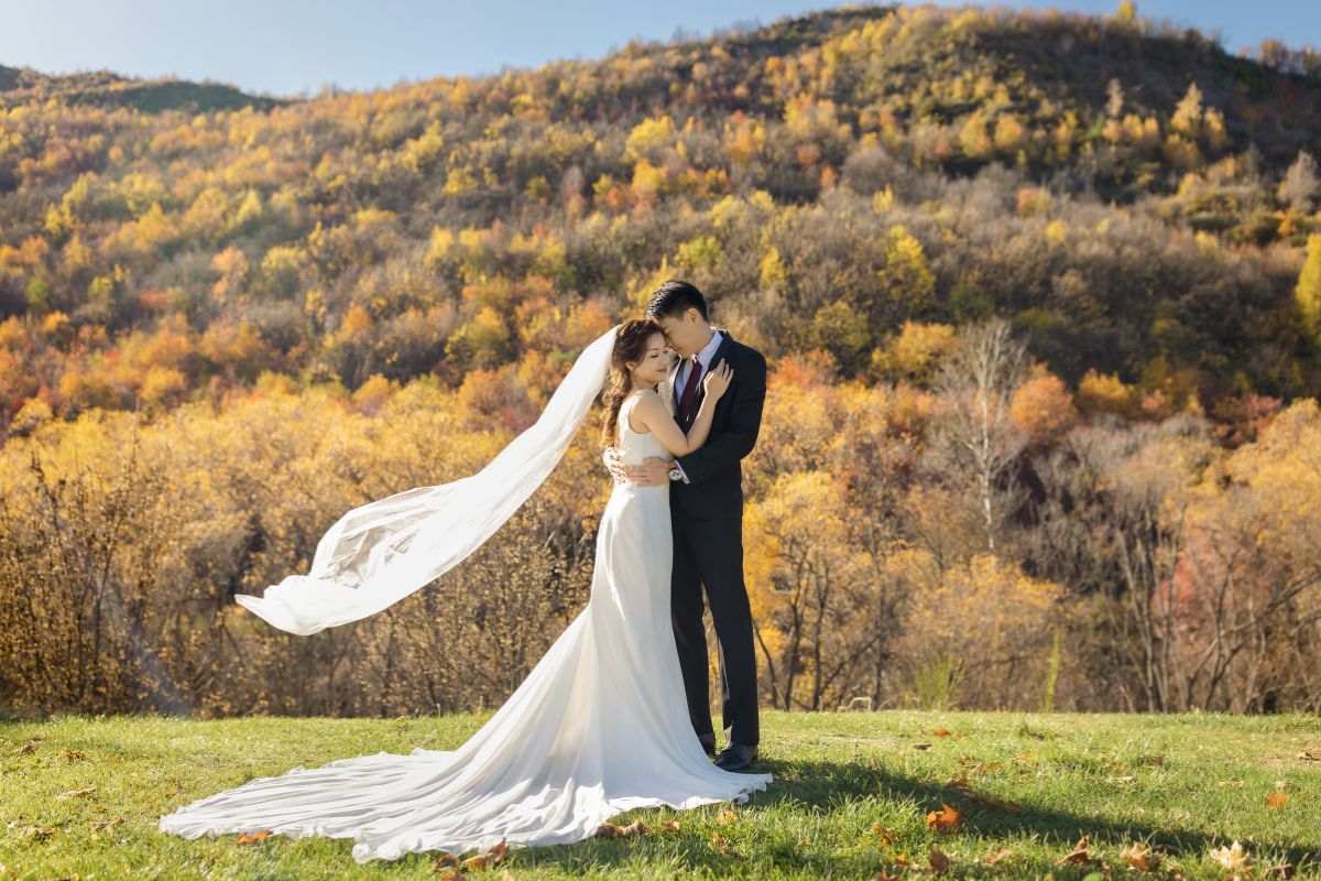 New Zealand Autumn Golden Foliage Peak Pebbled Lake Pre-Wedding Photoshoot  by Fei on OneThreeOneFour 0