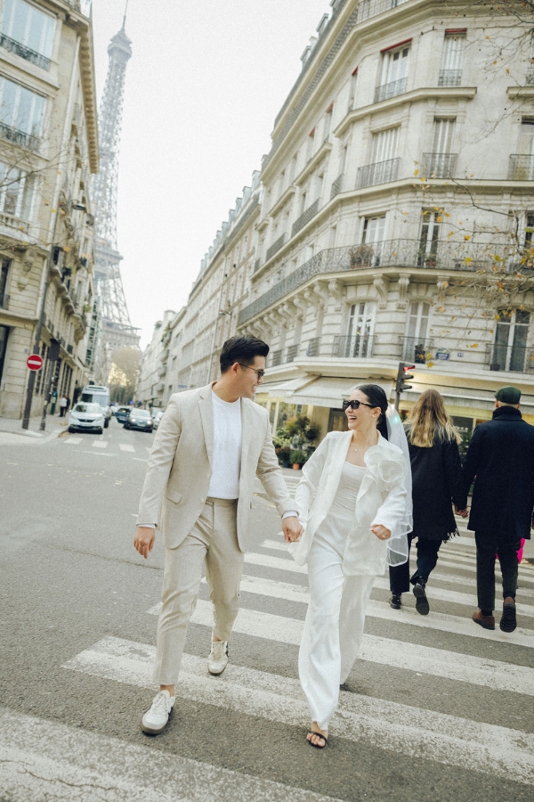 Paris Pre-Wedding Photoshoot with Eiﬀel Tower Louvre Museum Parisian Cafe Vintage Car Rooftop Night  by OneThreeOneFour on OneThreeOneFour 11