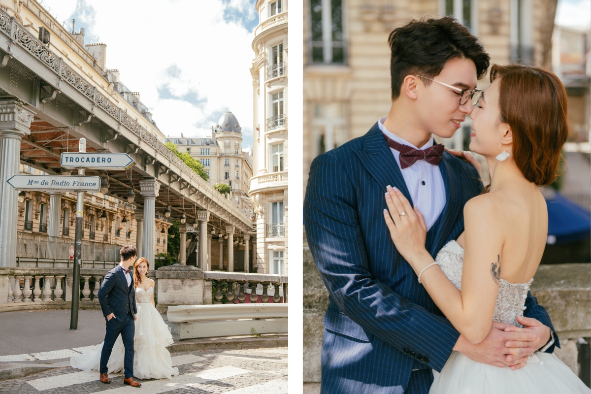 Paris Pre-Wedding Photoshoot with Avenue de Camoens, Port Debily, Bir Hakeim, Tuileries Garden, Louvre Pyramid, Palais Royal, and a Parisian Cafe. by Arnel on OneThreeOneFour 3