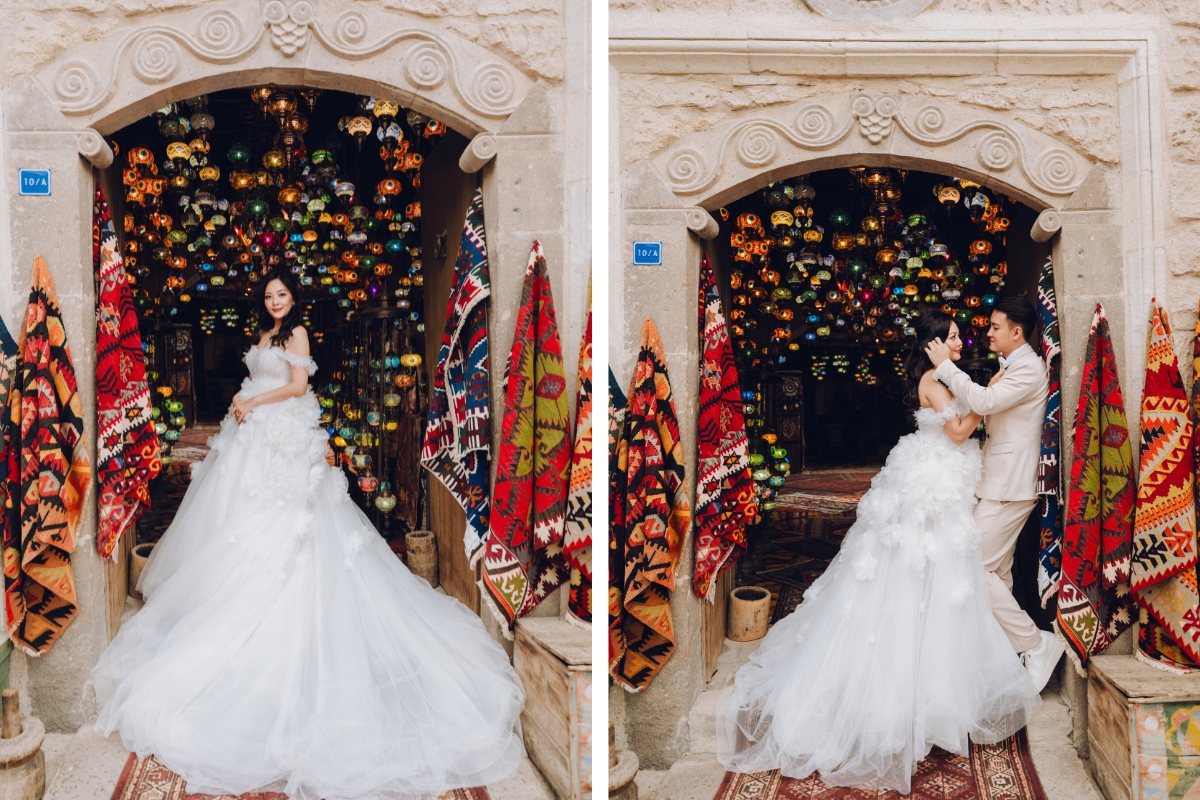 Cappadocia Pre-Wedding Photoshoot Hot Air Balloons Red Convertible Cave Hotel Roof Turkish Fairy Lamps Salt Lake by Aric on OneThreeOneFour 13