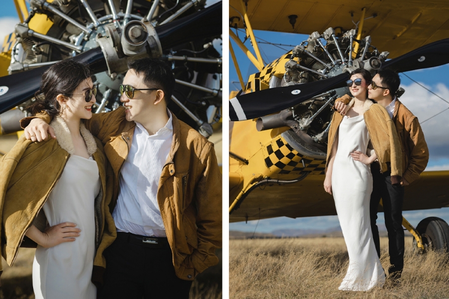 Autumn Adventure: Terry & Maggie's Unique Pre-Wedding Shoot in New Zealand with a Yellow Biplane by Fei on OneThreeOneFour 9