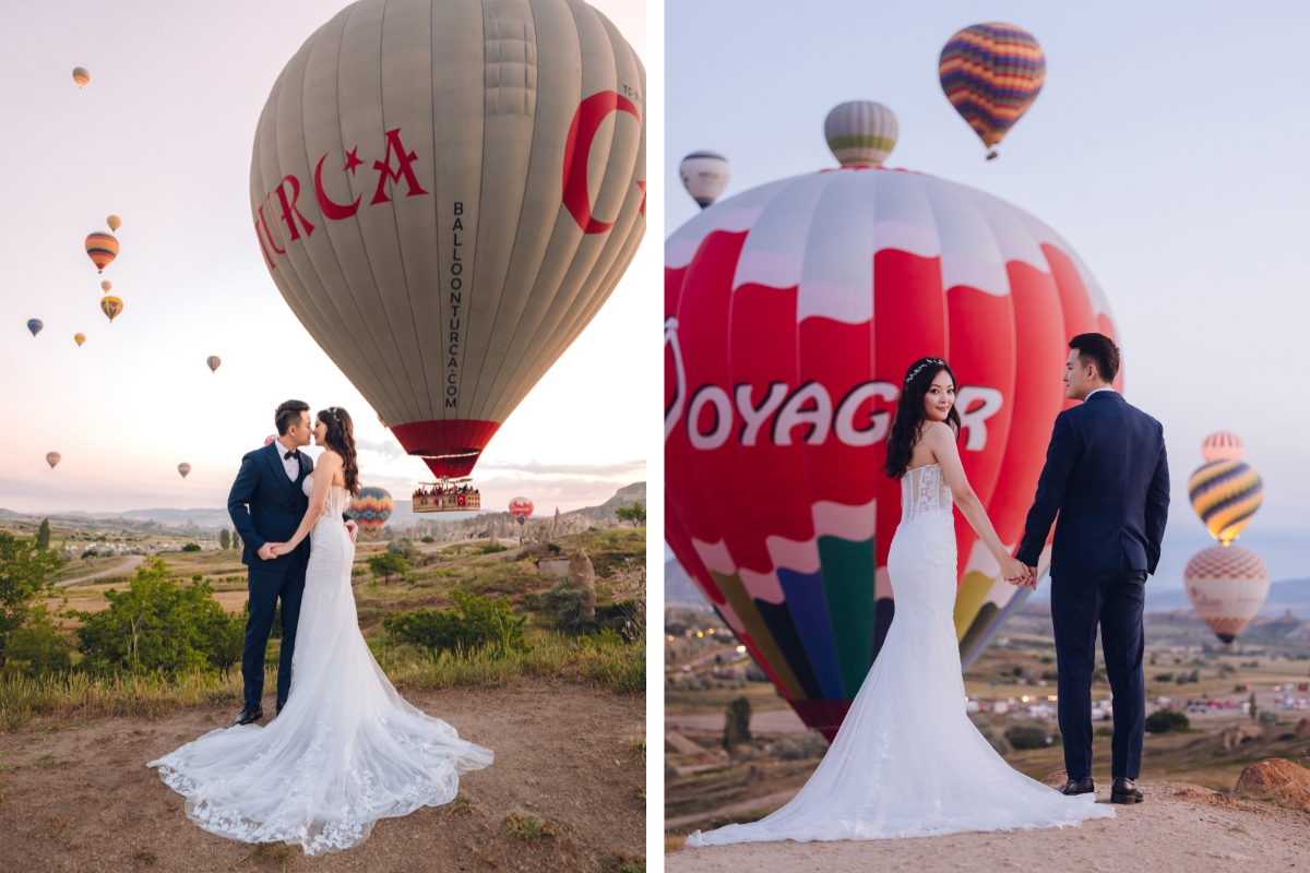 Cappadocia Pre-Wedding Photoshoot Hot Air Balloons Red Convertible Cave Hotel Roof Turkish Fairy Lamps Salt Lake by Aric on OneThreeOneFour 7