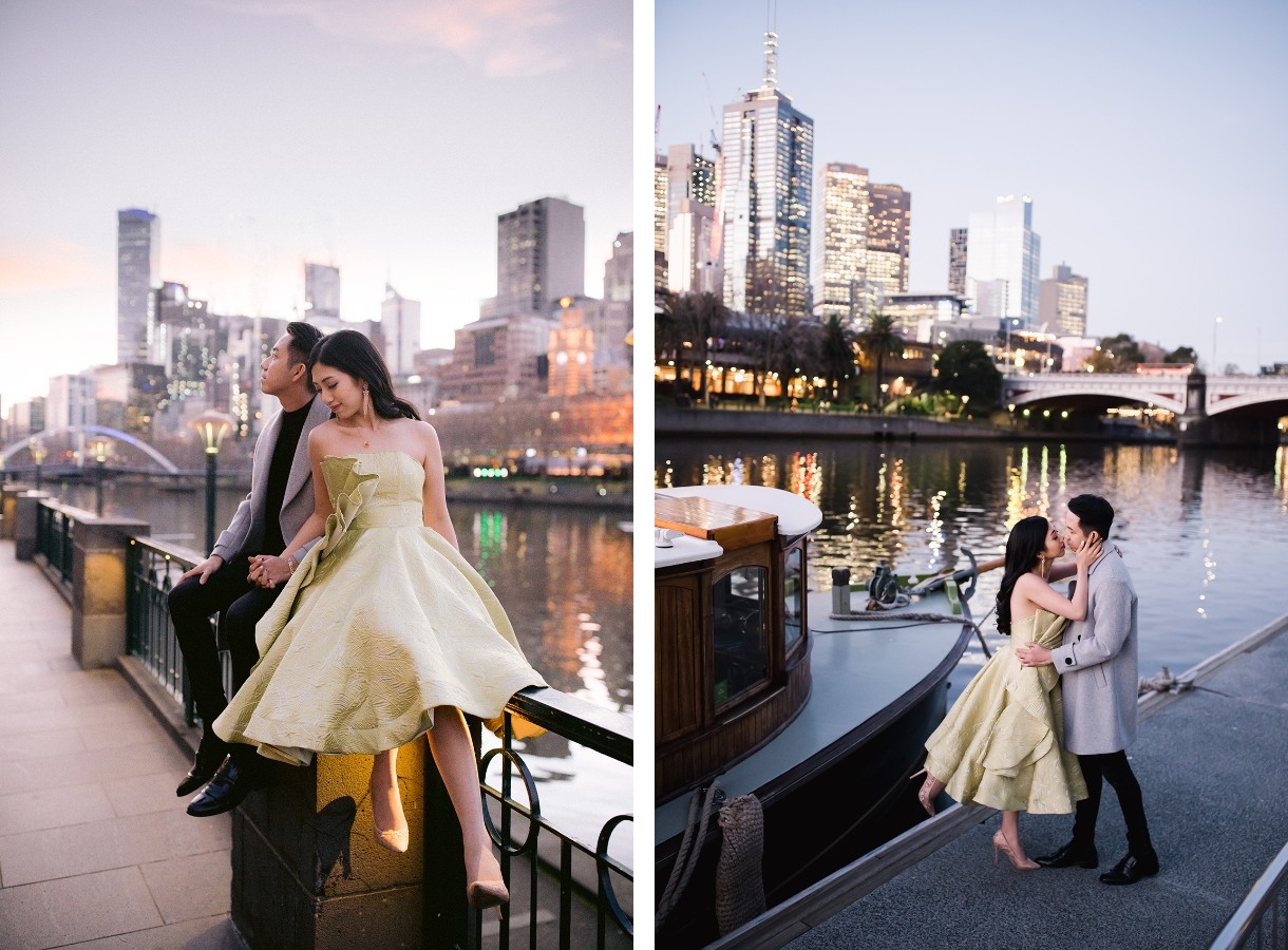 Pre-wedding with Melbourne cityscape and Brighton bathing boxes by Freddie on OneThreeOneFour 13