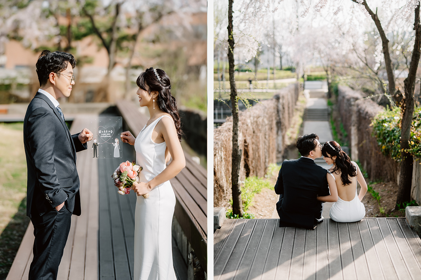Cute Korea Pre-Wedding Photoshoot Under the Cherry Blossoms Trees by Jungyeol on OneThreeOneFour 3