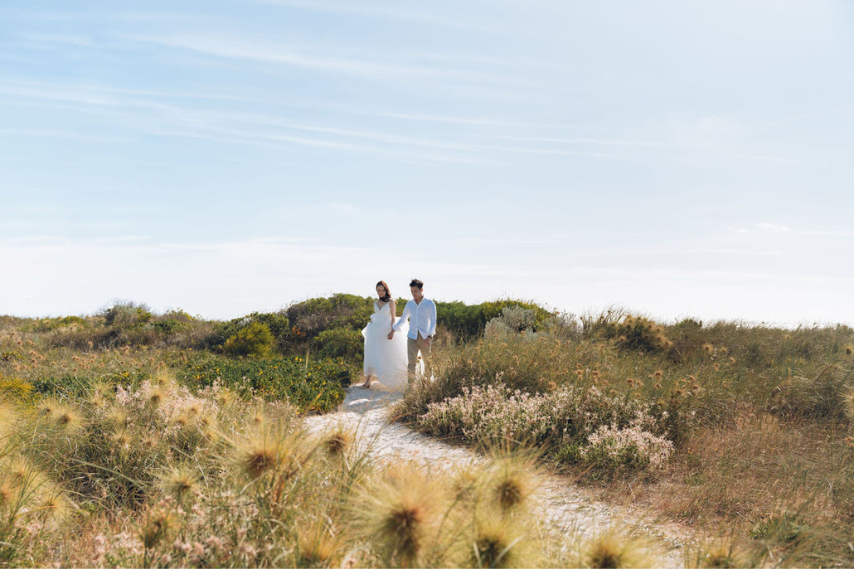 Perth Prewedding Photoshoot At Lancelin Sand Dunes, Wanneroo Pines And Sunset At The Beach by Rebecca on OneThreeOneFour 13