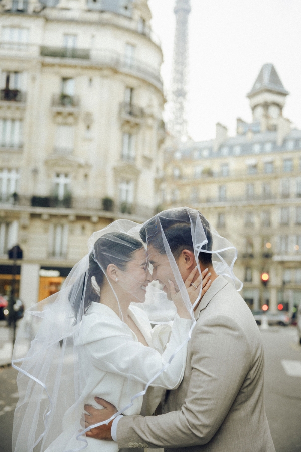 Paris Pre-Wedding Photoshoot with Eiﬀel Tower Louvre Museum Parisian Cafe Vintage Car Rooftop Night  by OneThreeOneFour on OneThreeOneFour 25