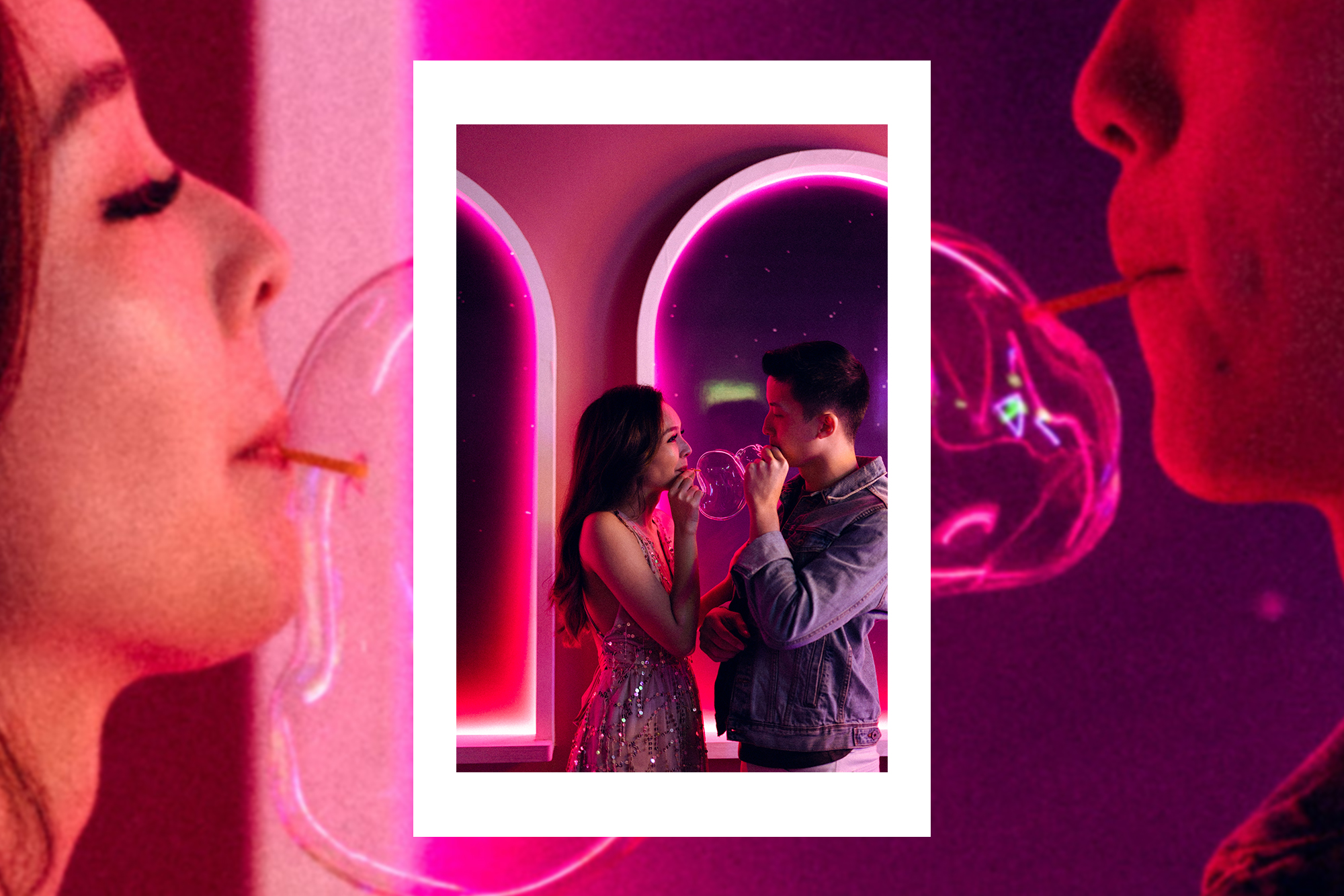 Trippy Disco Themed Casual Couple Photoshoot At A Neon Bar by Samantha on OneThreeOneFour 23