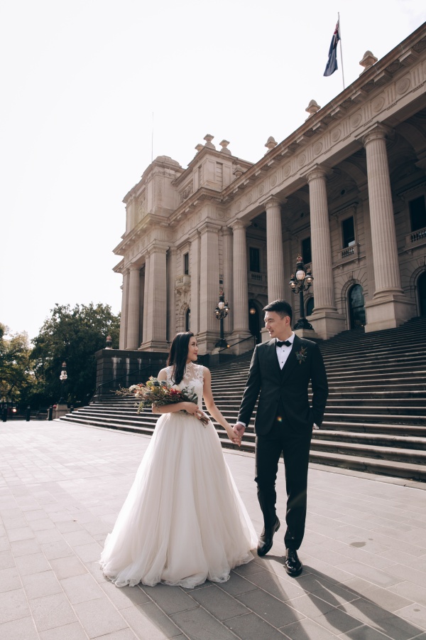 Melbourne Autumn Pre-Wedding Photoshoot At Carlton Garden, Parliament Building And Windsor Hotel by Freddie on OneThreeOneFour 15