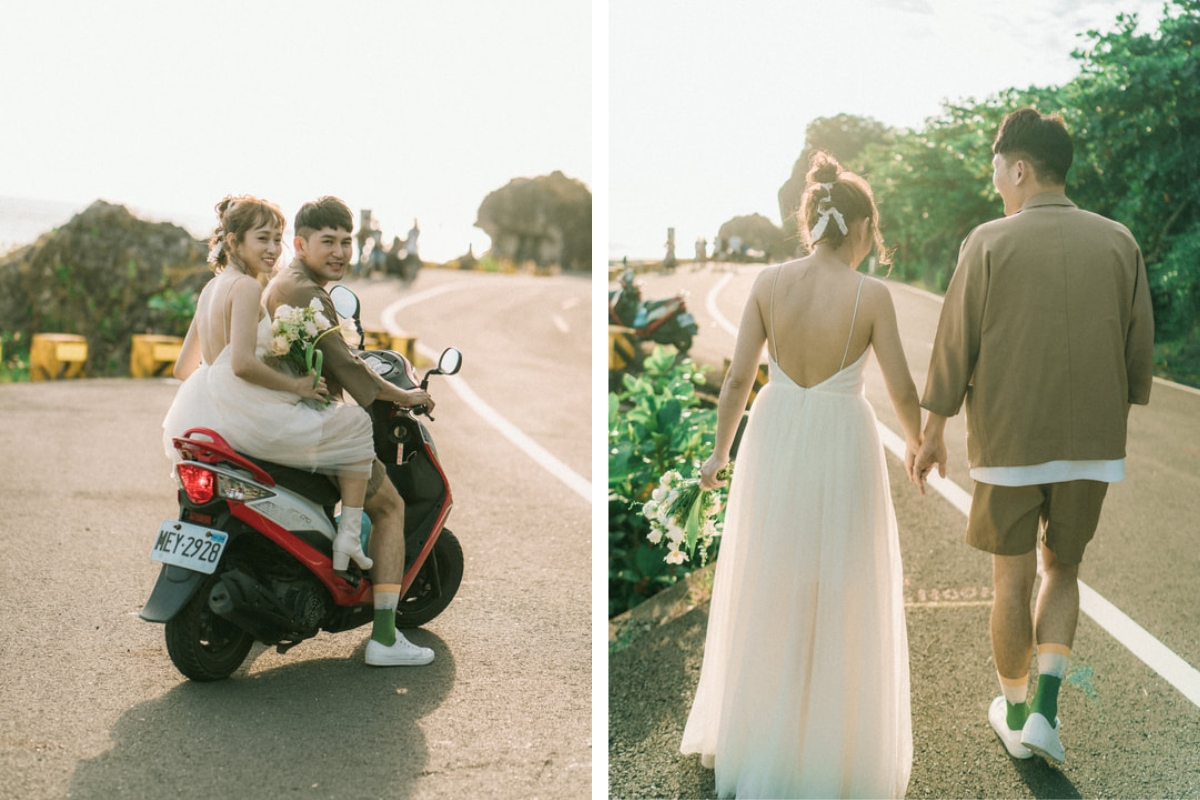 Taiwan Pre-Wedding Photoshoot Scooter Ride Sea Pier by  on OneThreeOneFour 1