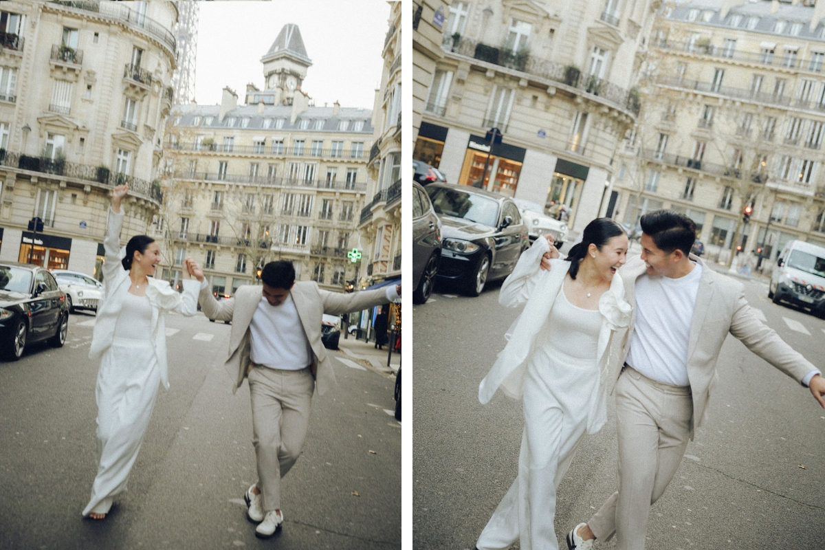 Paris Pre-Wedding Photoshoot with Eiﬀel Tower Louvre Museum Parisian Cafe Vintage Car Rooftop Night  by OneThreeOneFour on OneThreeOneFour 22