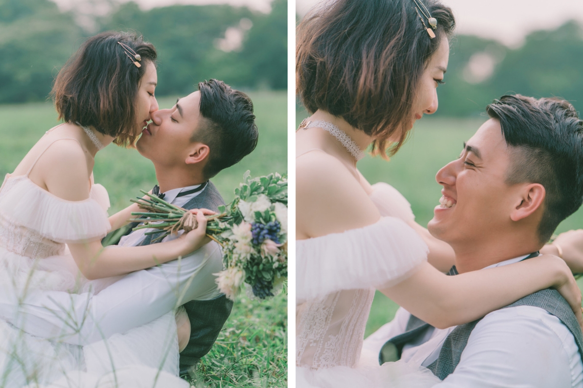 Taiwan Pre-Wedding Photoshoot Abandoned Estate Blue House Gardens by  on OneThreeOneFour 36