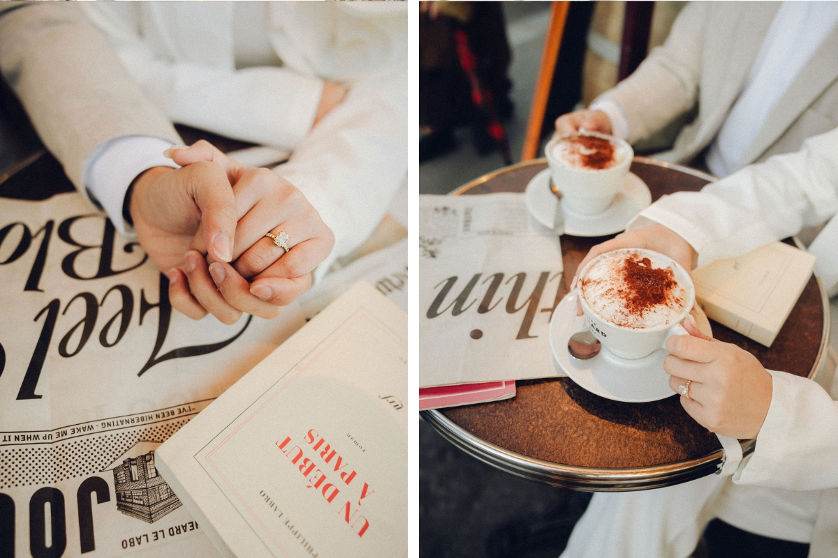 Paris Pre-Wedding Photoshoot with Eiﬀel Tower Louvre Museum Parisian Cafe Vintage Car Rooftop Night  by OneThreeOneFour on OneThreeOneFour 29