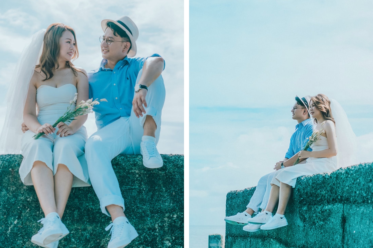 Taiwan Pre-Wedding Photoshoot Pier Blue Skies Animal Farm Flamingos Capybaras Llamas Autumn Leaves by  on OneThreeOneFour 8