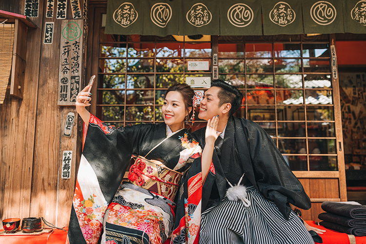 kyoto kimono wedding photoshoot Ninenzaka