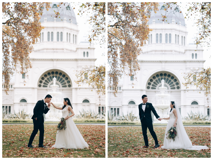 Melbourne Autumn Pre-Wedding Photoshoot At Carlton Garden, Parliament Building And Windsor Hotel by Freddie on OneThreeOneFour 2