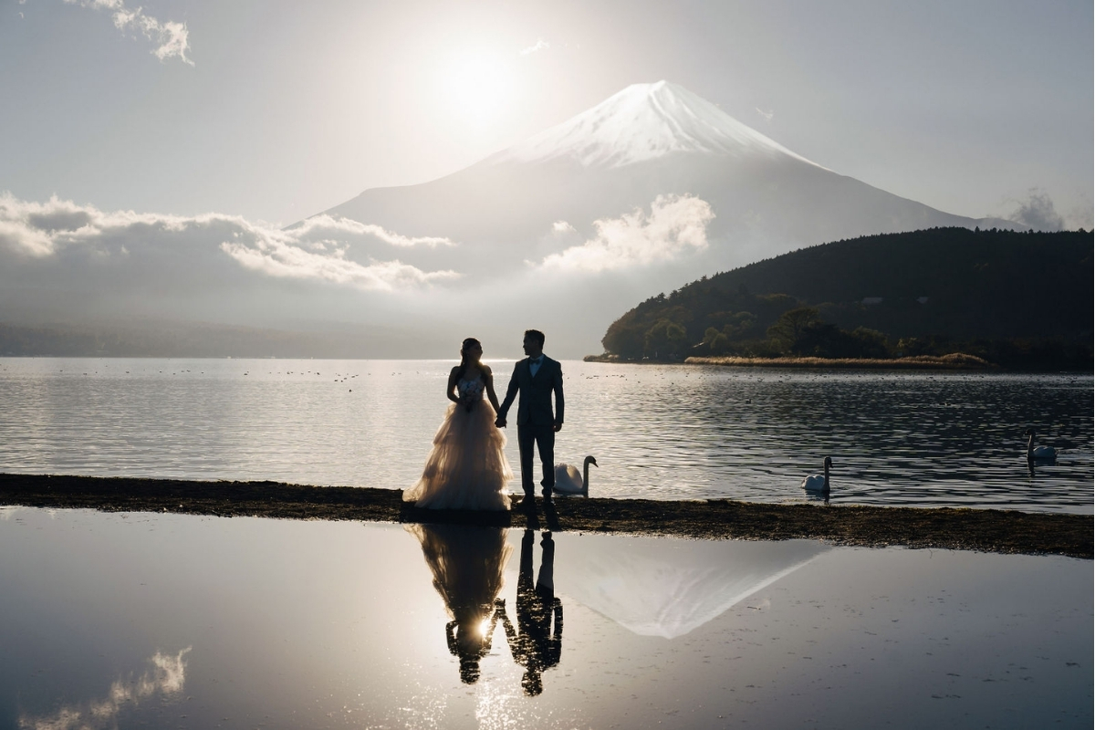 Tokyo Pre-Wedding Photoshoot with Chureito Pagoda, Lake Kawaguchiko, and Lake Yamanaka by Dahe on OneThreeOneFour 18