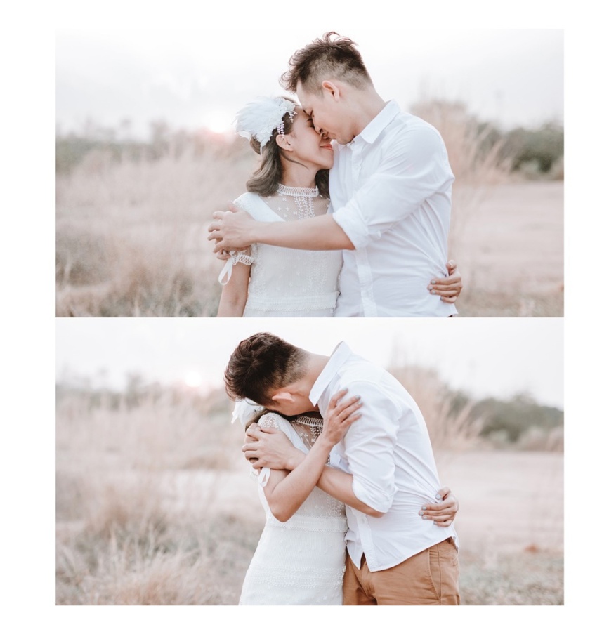 Thailand Bangkok Chic Pre-Wedding Photoshoot At Dried Grassland Beside The Highway  by Por  on OneThreeOneFour 0