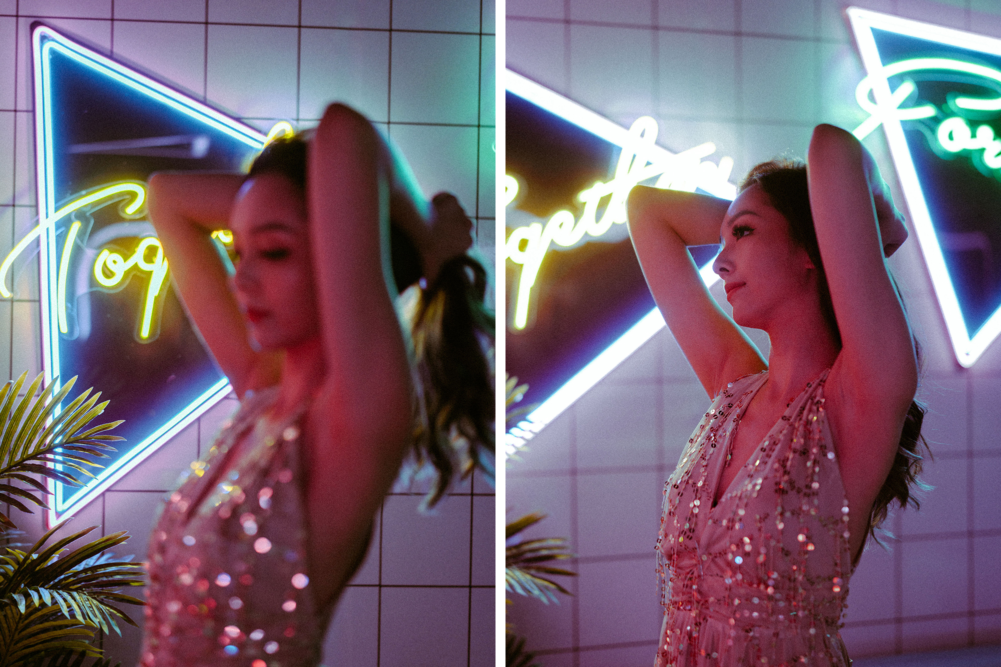 Trippy Disco Themed Casual Couple Photoshoot At A Neon Bar by Samantha on OneThreeOneFour 7