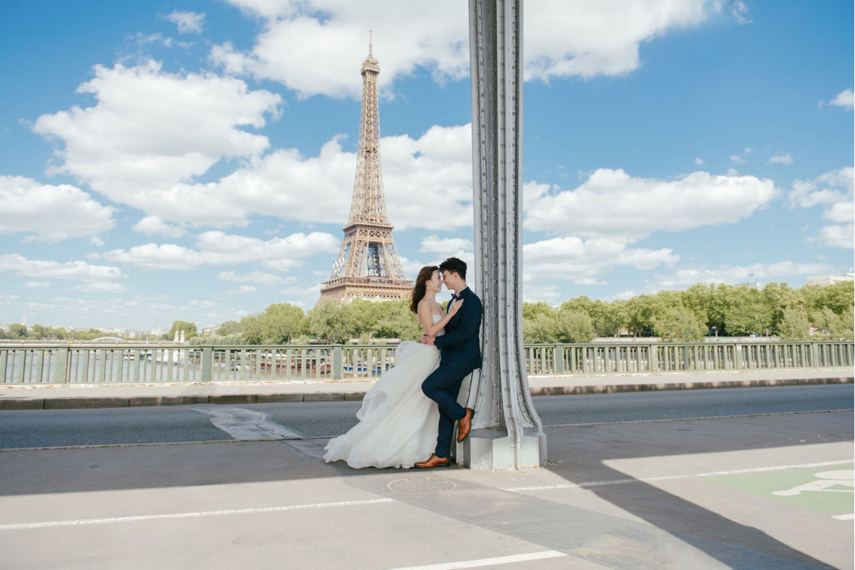 Paris Pre-Wedding Photoshoot with Avenue de Camoens, Port Debily, Bir Hakeim, Tuileries Garden, Louvre Pyramid, Palais Royal, and a Parisian Cafe. by Arnel on OneThreeOneFour 4