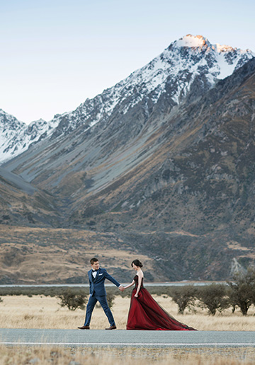 New Zealand Lake Tekapo Prewedding Photoshoot with Indonesian Couple