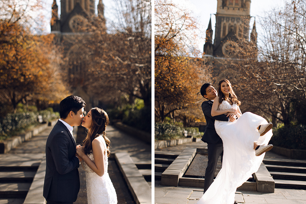 Melbourne Late Autumn Pre-wedding Photoshoot at St Patrick's Cathedral & Half Moon Bay by Freddie on OneThreeOneFour 6