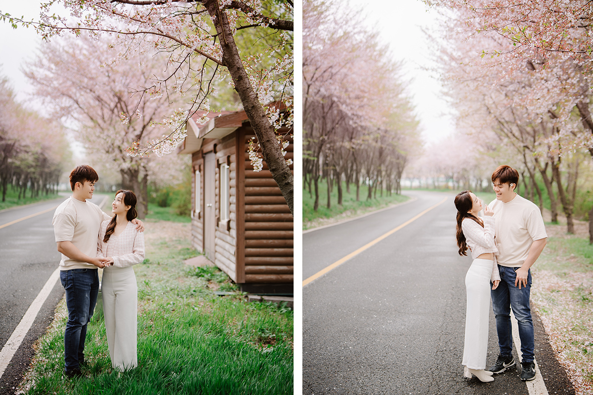 Rainy Romance: Love Blossoms in Seoul: Cally & Shaun's Enchanting Spring Pre-Wedding Shoot by Jungyeol on OneThreeOneFour 9