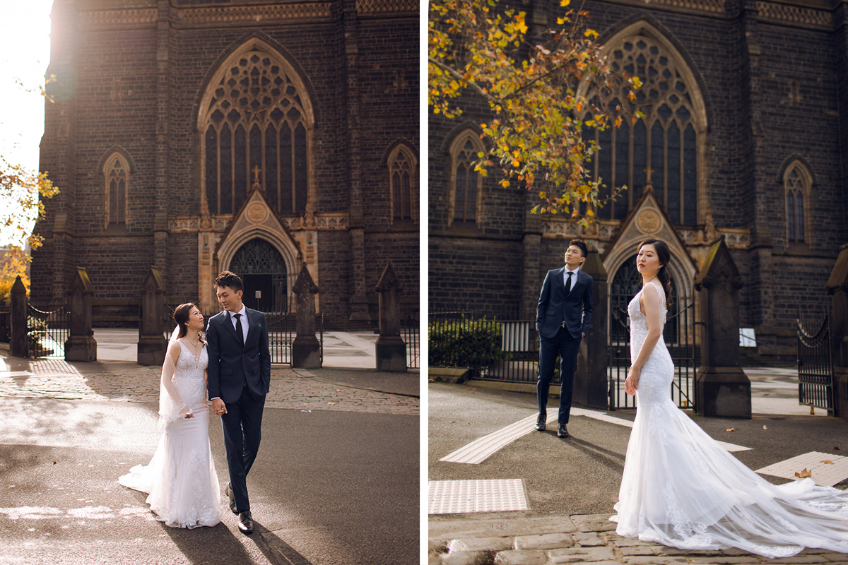 Melbourne Pre-wedding Photoshoot at St Patrick's Cathedral, Flinders Street Railway Station & Flinders Cliffs by Freddie on OneThreeOneFour 5