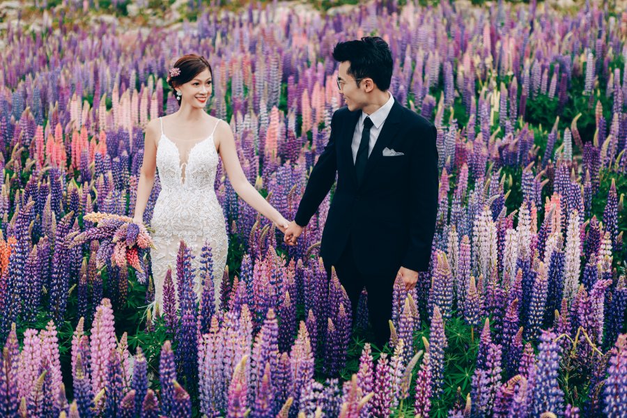 J&J: Pre-wedding at Christchurch Botanic Gardens, snowy mountain and purple lupins by Xing on OneThreeOneFour 13