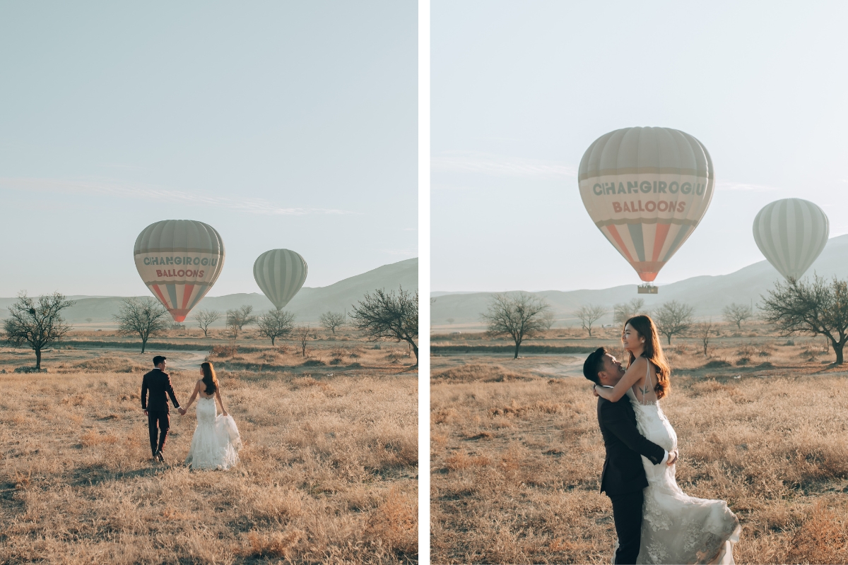 Cappadocia Pre-Wedding Photoshoot Hot Air Balloons Vintage Car Carpet Shop Mountains by Aric on OneThreeOneFour 6