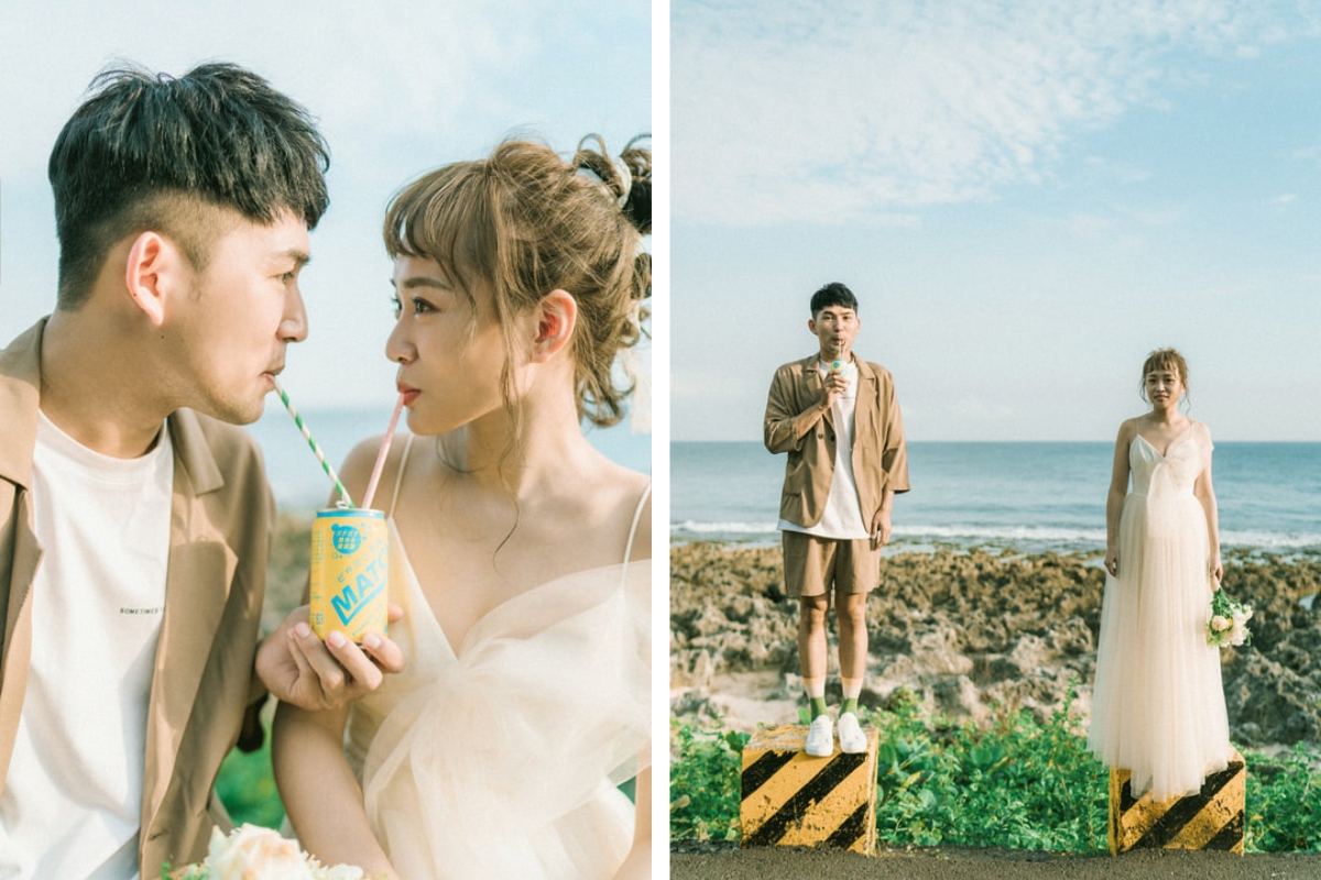 Taiwan Pre-Wedding Photoshoot Scooter Ride Sea Pier by  on OneThreeOneFour 9