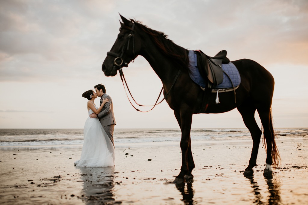 Bali Wedding Photographer: Pre-Wedding Photoshoot At Ubud Tibumana Waterfall And Nyanyi Beach With Horses by Dex on OneThreeOneFour 18
