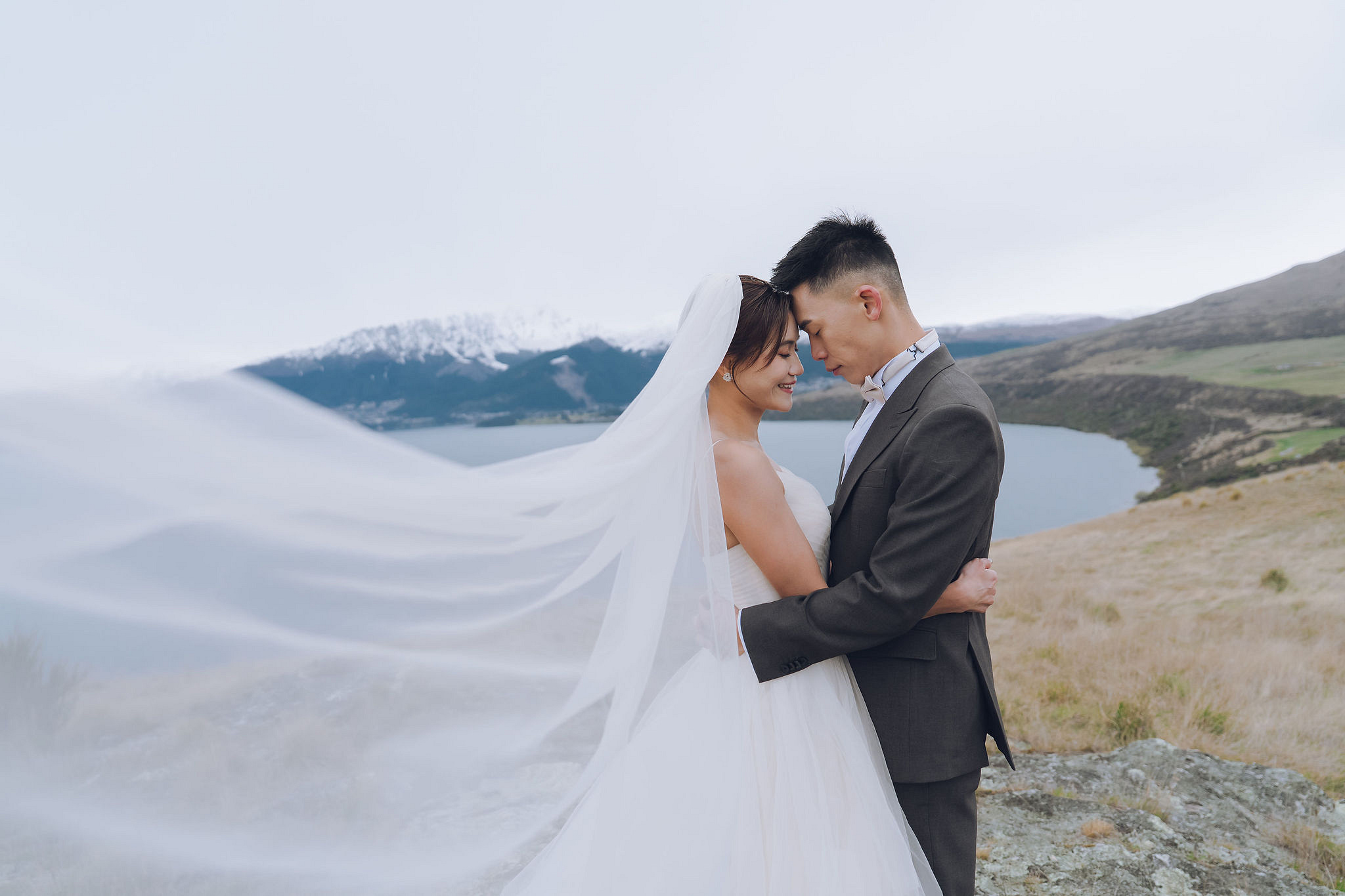 New Zealand Pre-Wedding Photoshoot | Queenstown, Lake Wakatipu, Skippers Canyon & Arrowtown at Lake Wakatipu pre-wedding photo