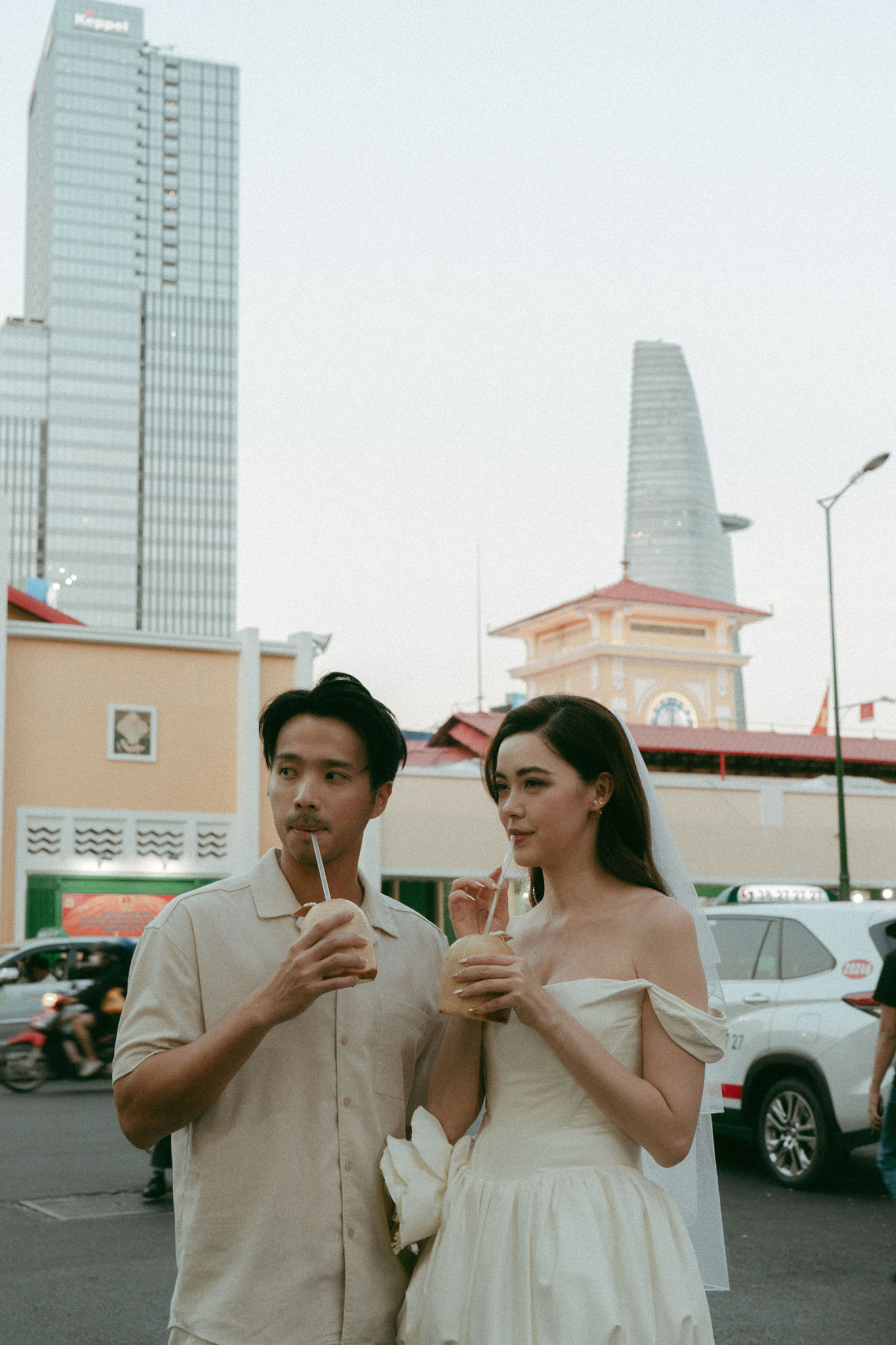 Ho Chi Minh Vietnam Pre-Wedding Photoshoot | European Film Studio, Market Streets & Saigon Bridge at Local Market pre-wedding photo