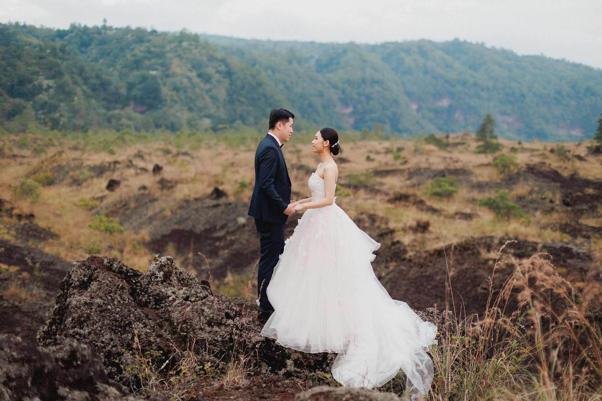Bali Pre-Wedding Photoshoot | Mt. Batur Lava Fields, Blangsinga Waterfall & Balangan Beach at Mt. Batur Lava Fields pre-wedding photo