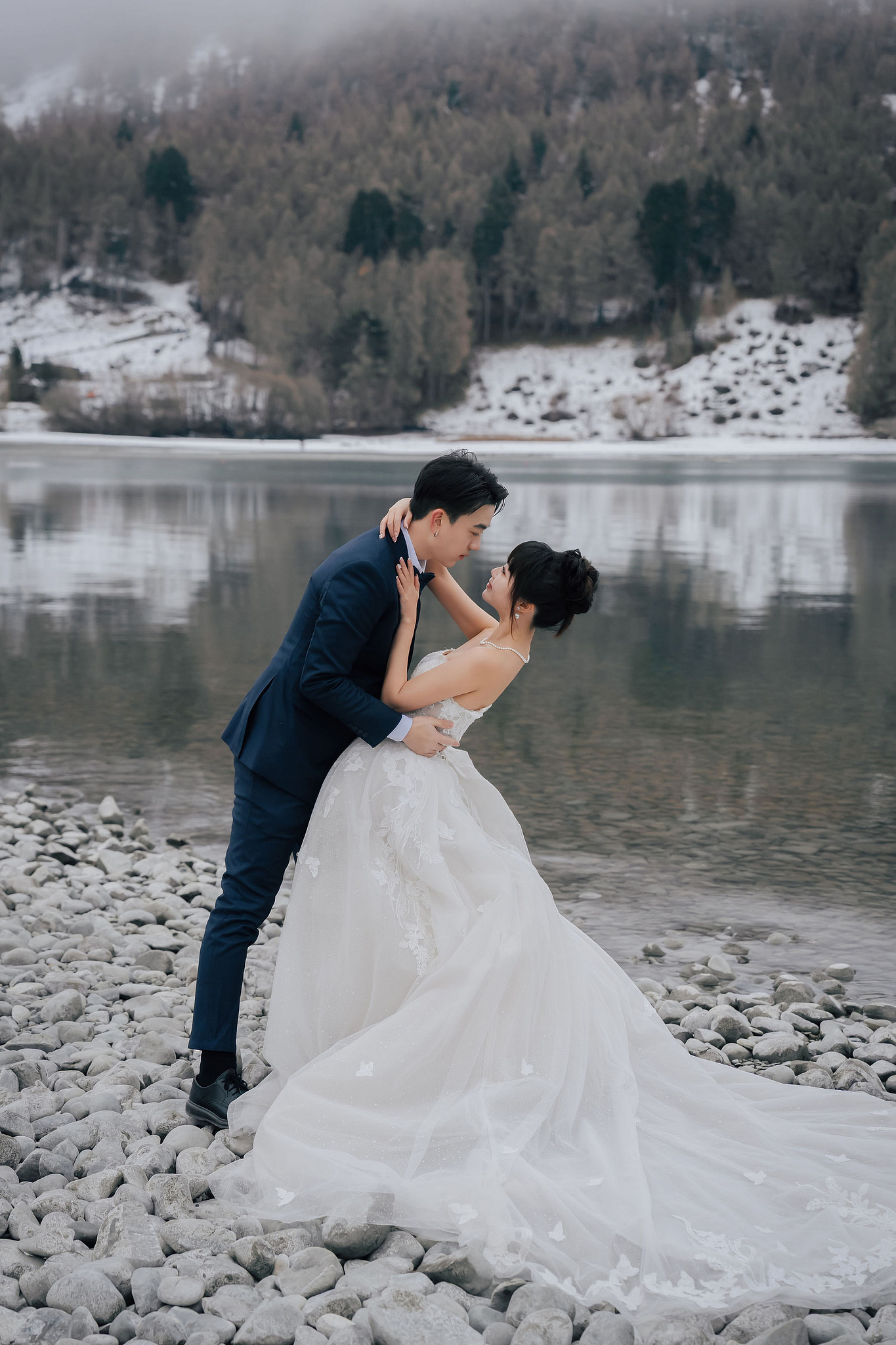 New Zealand Pre-Wedding Photoshoot | Lake Wakatipu, Fog Peak, Lake Tekapo, Glacier & Mount Cook National Park at Lake Tekapo pre-wedding photo