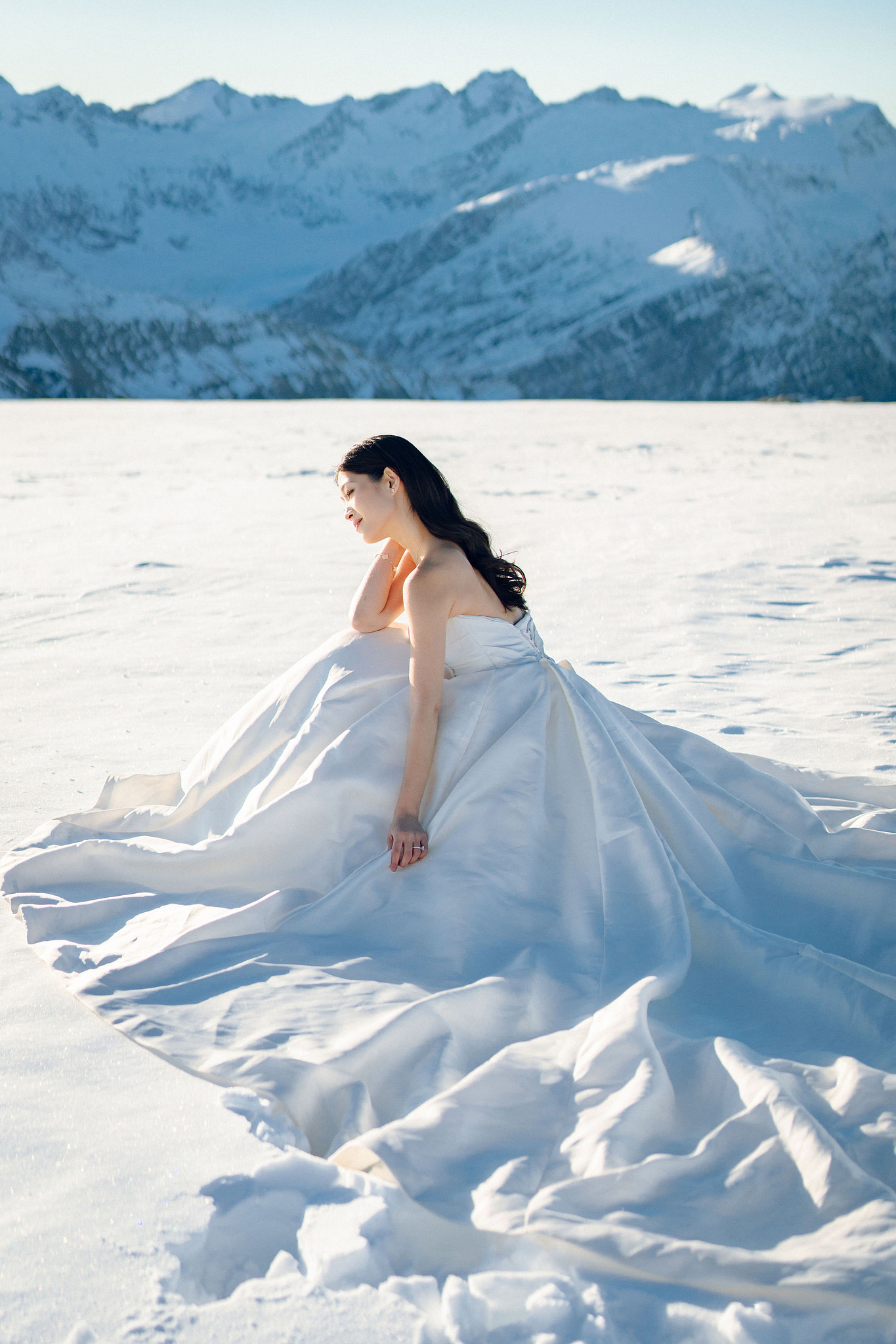 New Zealand Pre-Wedding Photoshoot | Arrowtown, Isobel Glacier, Alpaca Farm, Lake Tekapo & Mount Cook National Park at Isobel Glacier pre-wedding photo