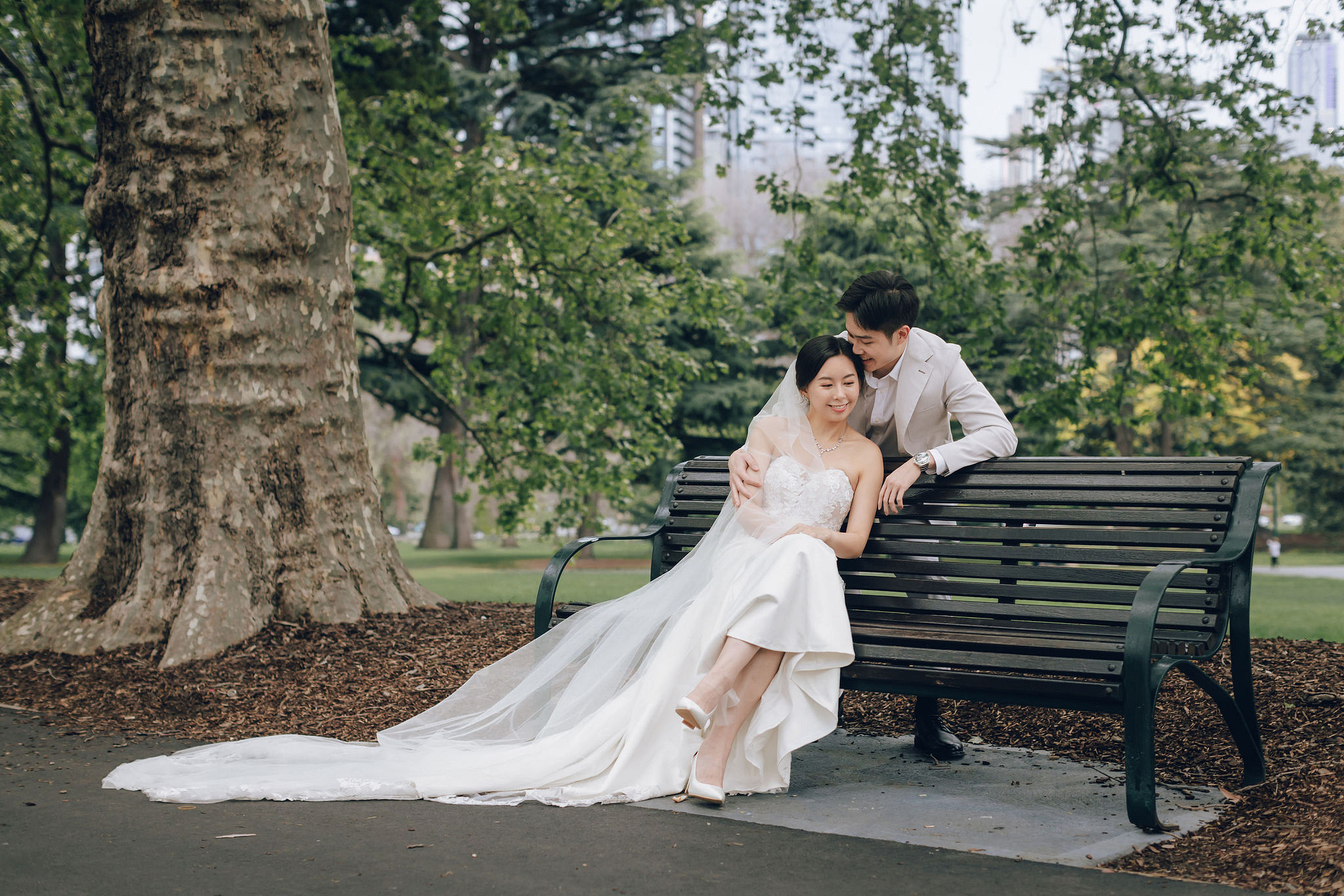 Melbourne Pre-Wedding Photoshoot | Redwood Forest, Higher Ground Cafe & Carlton Gardens at Carlton Gardens pre-wedding photo
