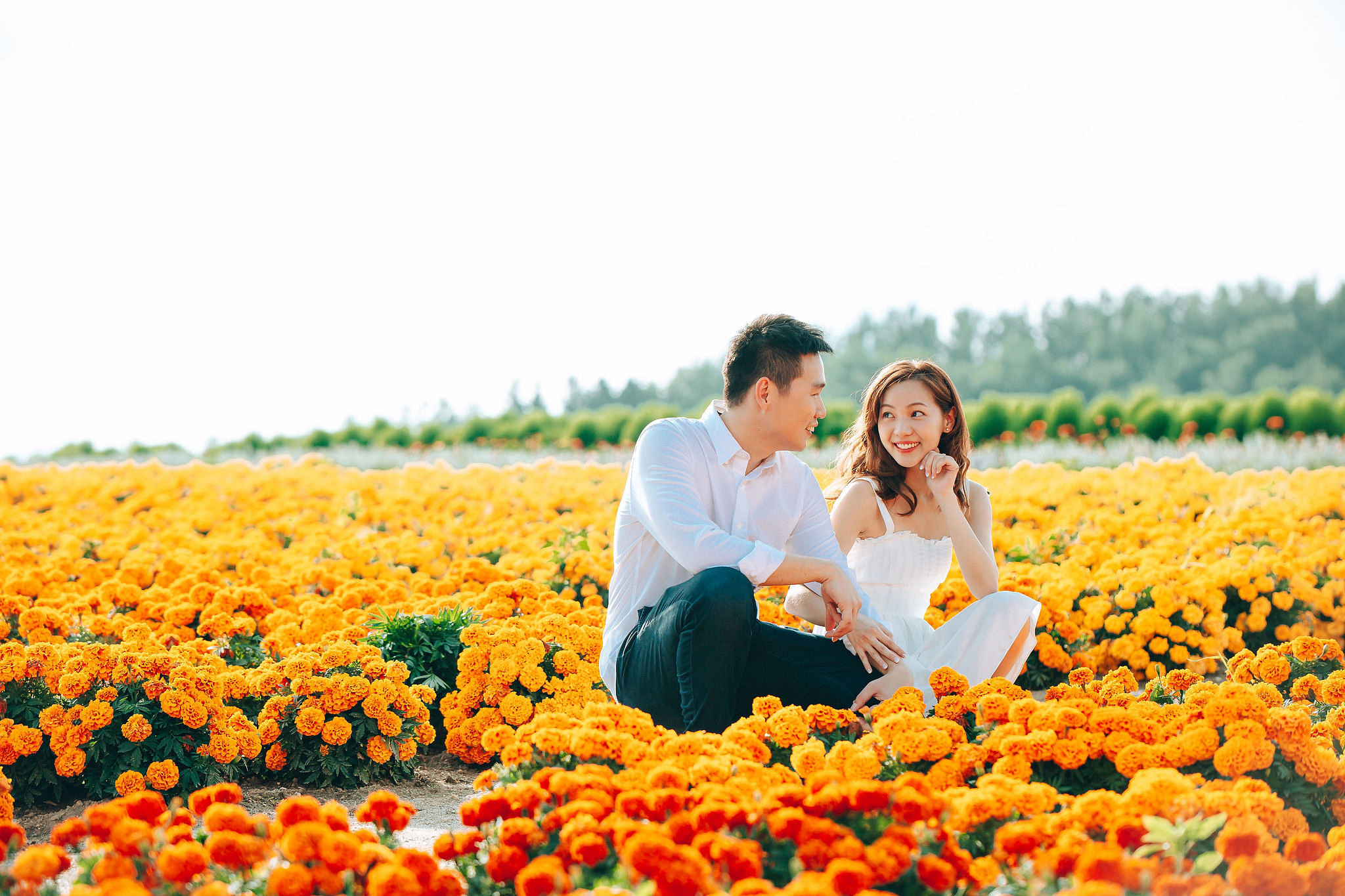Hokkaido Summer Rainbow Flowers and Railway Track Japan Prewedding Photoshoot at Furano pre-wedding photo