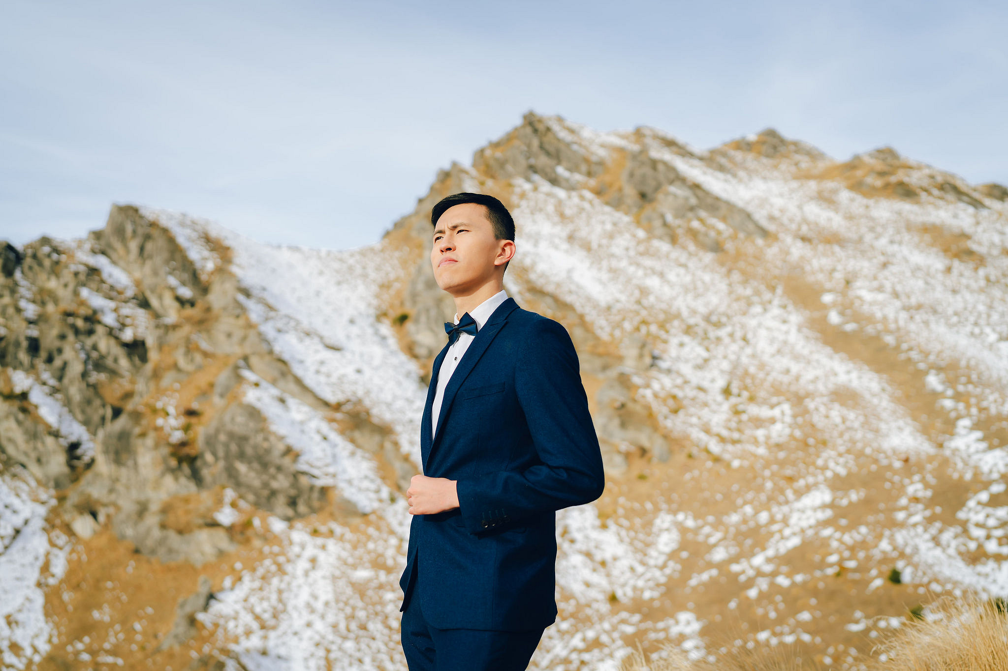 New Zealand Pre-Wedding Photoshoot with Lake Wakatipu, Skippers Canyon, Lake Tekapo, Mount Cook, and Omarama Clay Cliffs at Skippers Canyon pre-wedding photo