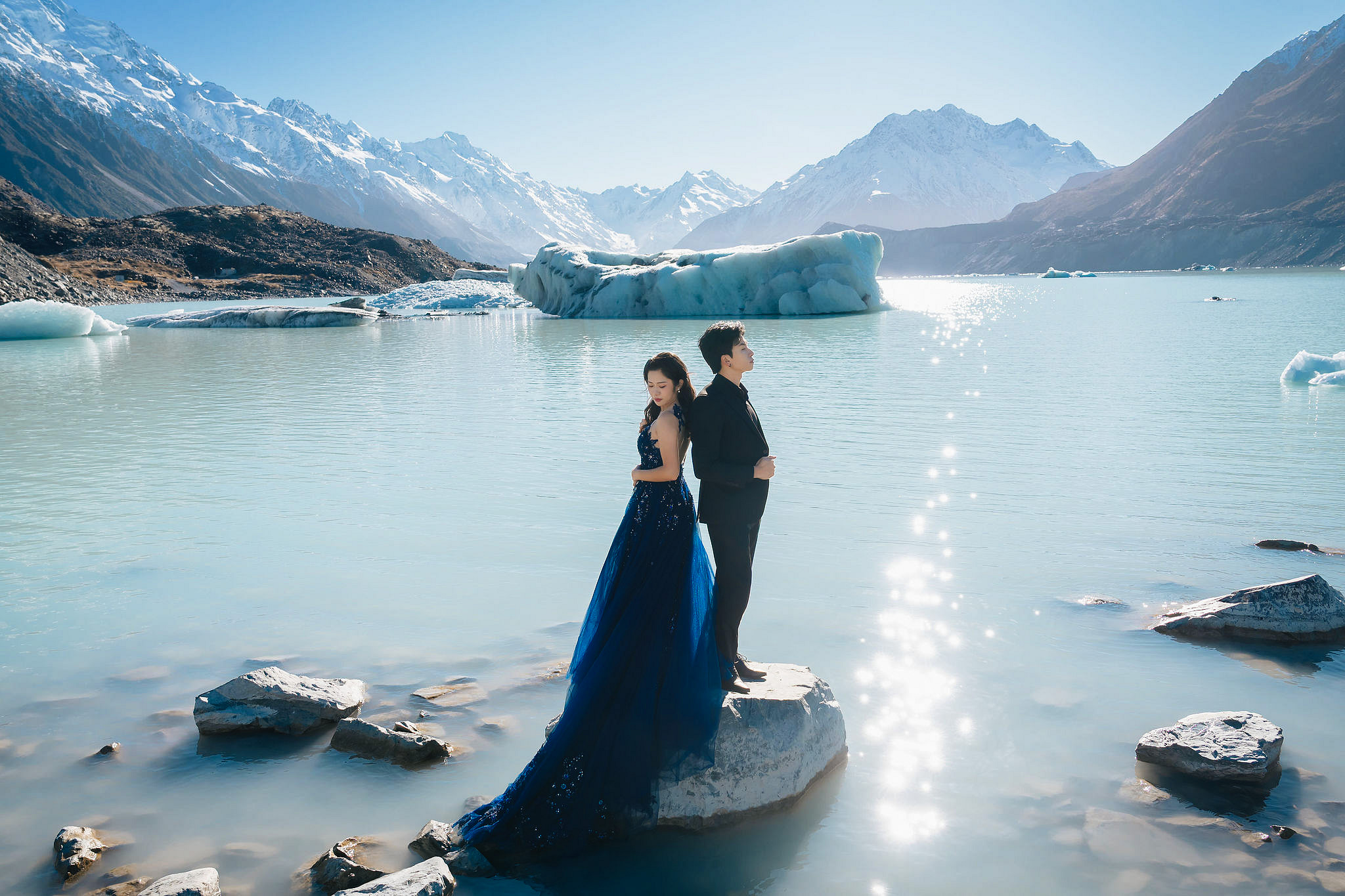 New Zealand Pre-Wedding Photoshoot | Lake Wakatipu & Cecil Peak, Glacier & Mount Cook National Park at Glacier pre-wedding photo