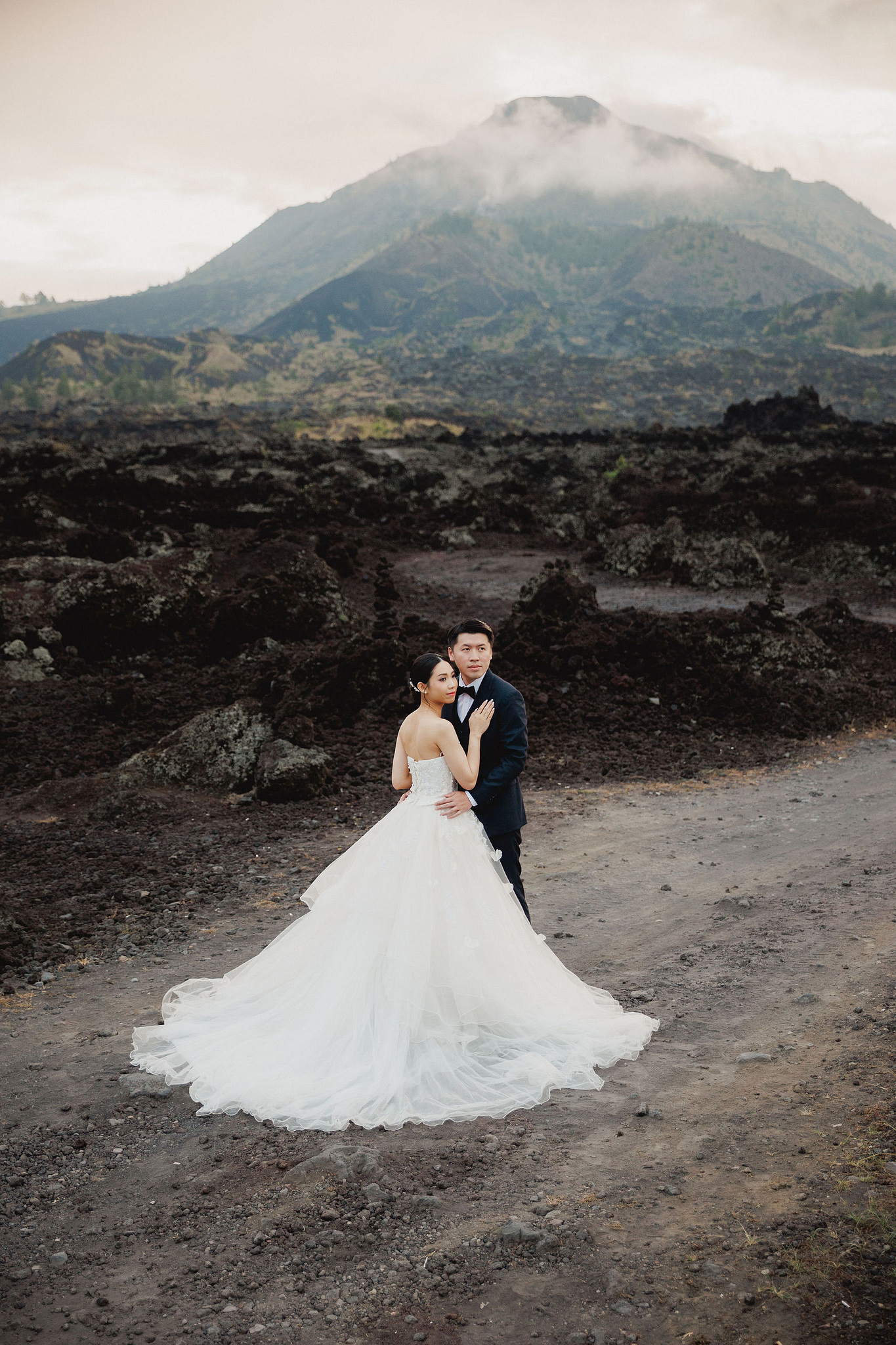 Bali Pre-Wedding Photoshoot | Mt. Batur Lava Fields, Blangsinga Waterfall & Balangan Beach at Mt. Batur Lava Fields pre-wedding photo