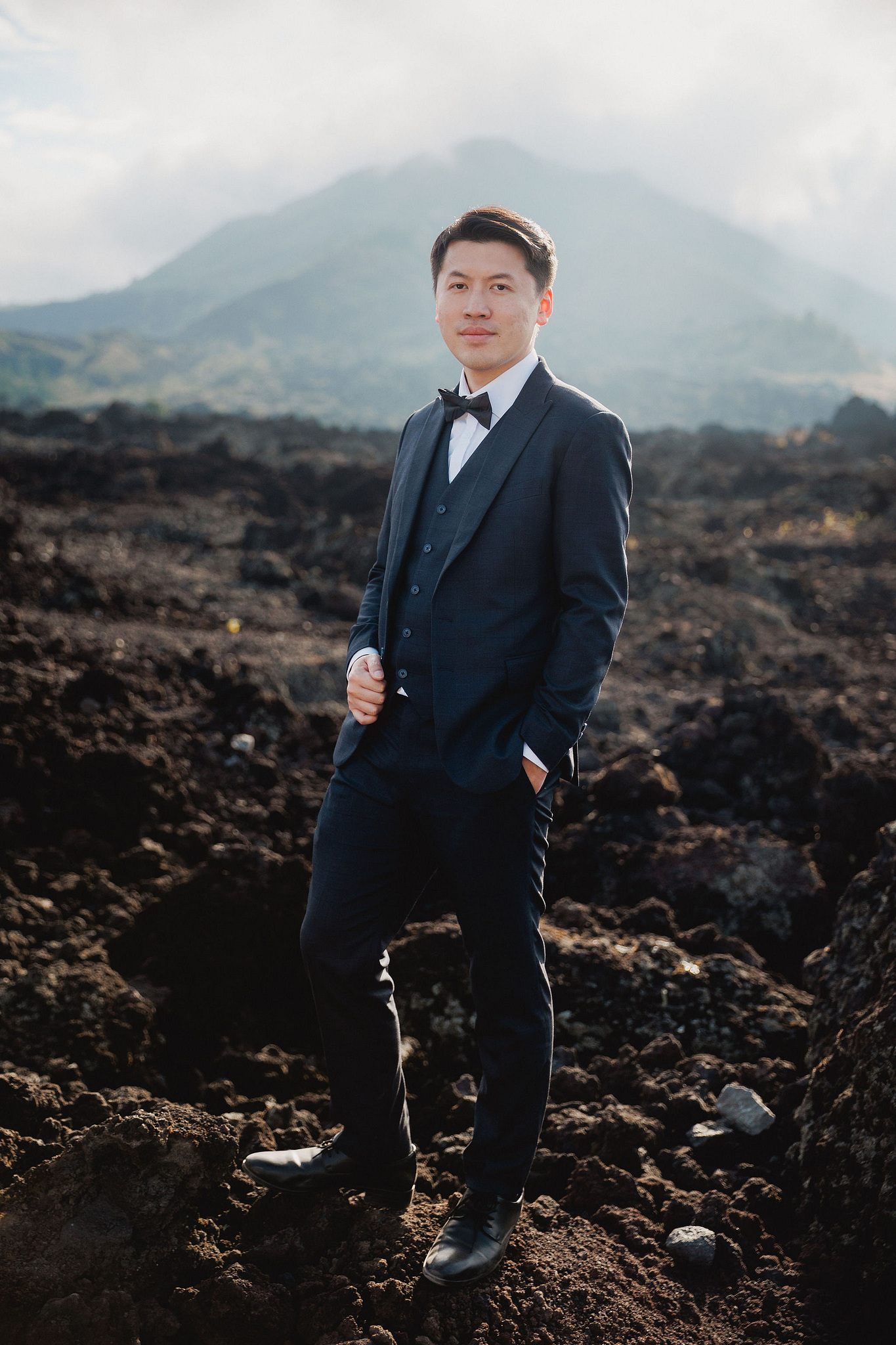 Bali Pre-Wedding Photoshoot | Mt. Batur Lava Fields, Blangsinga Waterfall & Balangan Beach at Mt. Batur Lava Fields pre-wedding photo
