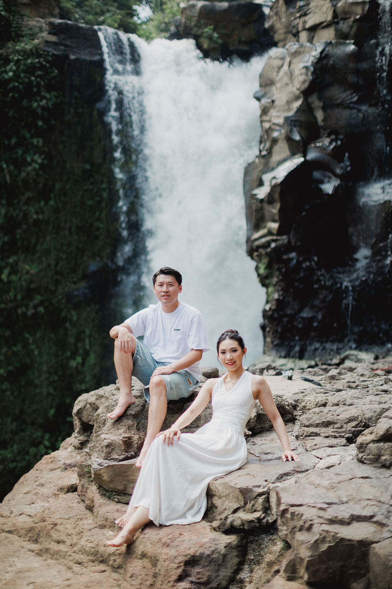Bali Pre-Wedding Photoshoot | Mt. Batur Lava Fields, Blangsinga Waterfall & Balangan Beach at Blangsinga Waterfall pre-wedding photo