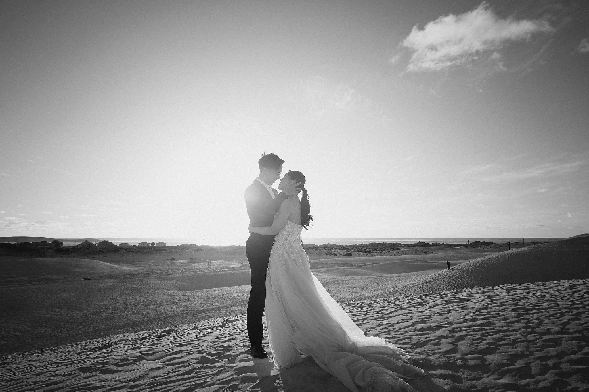 Perth Pre-Wedding Photoshoot | Wanneroo Pines, Yanchep National Park, Lancelin & Lancelin Beach at Lancelin Sand Dunes pre-wedding photo