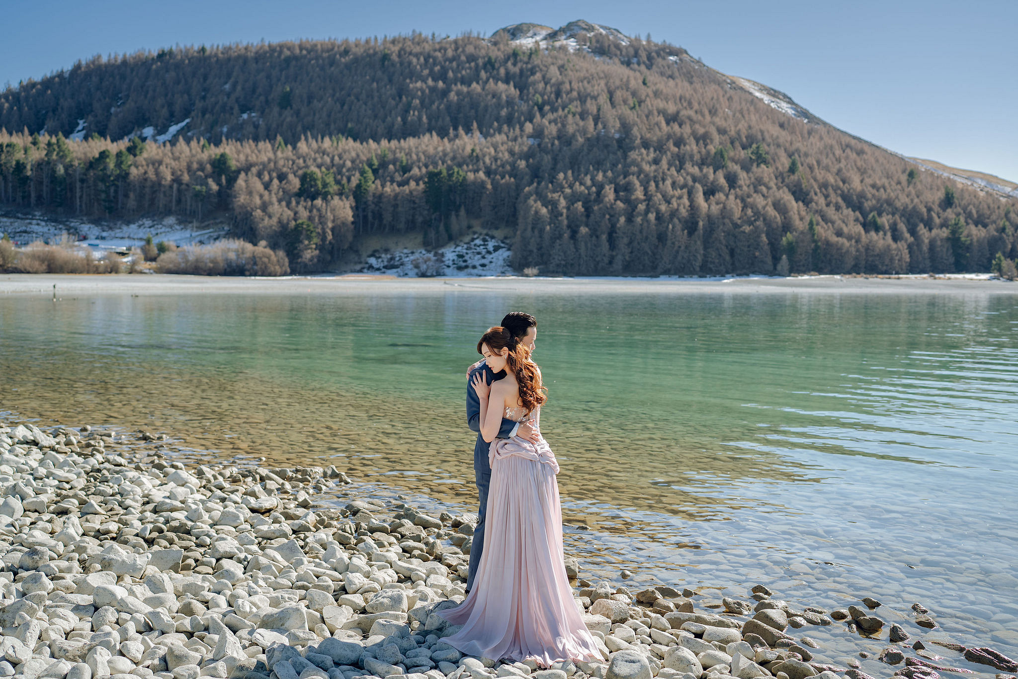 New Zealand Pre-Wedding Photoshoot | Coromandel Peak, Lake Wakatipu & Queenstown, Skippers Canyon, Lake Tekapo, Mount Cook National Park & Glacier at Lake Tekapo pre-wedding photo