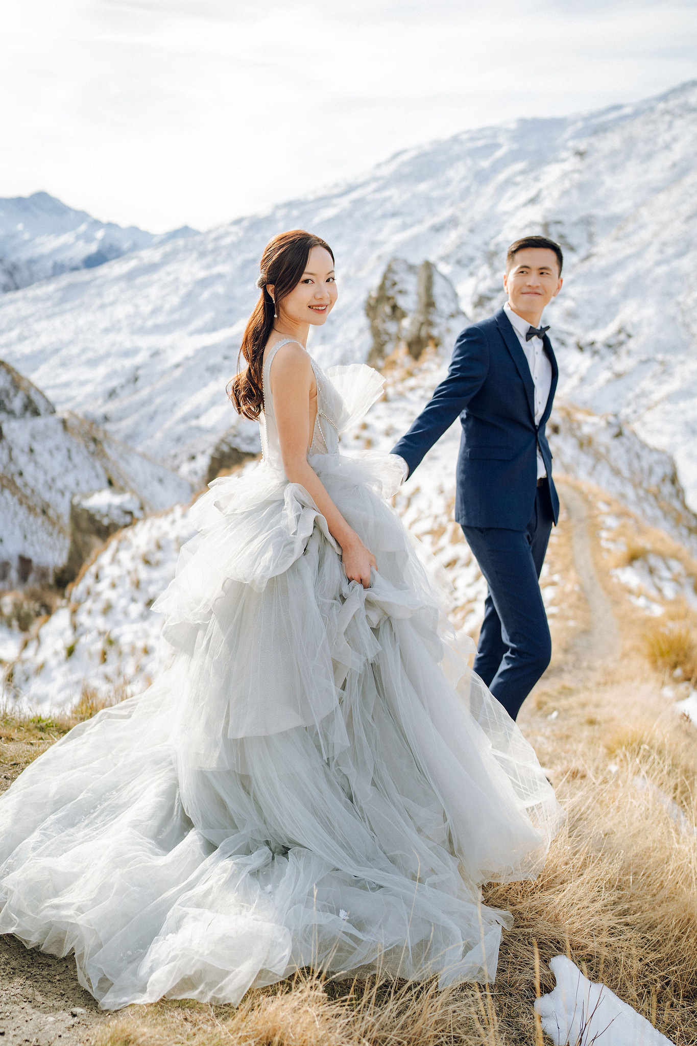 New Zealand Pre-Wedding Photoshoot with Lake Wakatipu, Skippers Canyon, Lake Tekapo, Mount Cook, and Omarama Clay Cliffs at Skippers Canyon pre-wedding photo